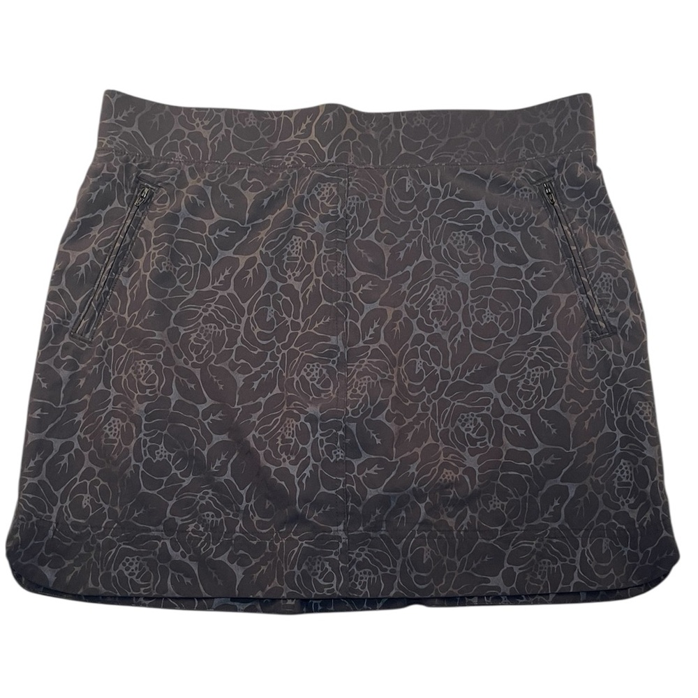 Orvis Skort Black Floral Mini Active Skirt Golf Tennis 17.5in Ladies Size Large